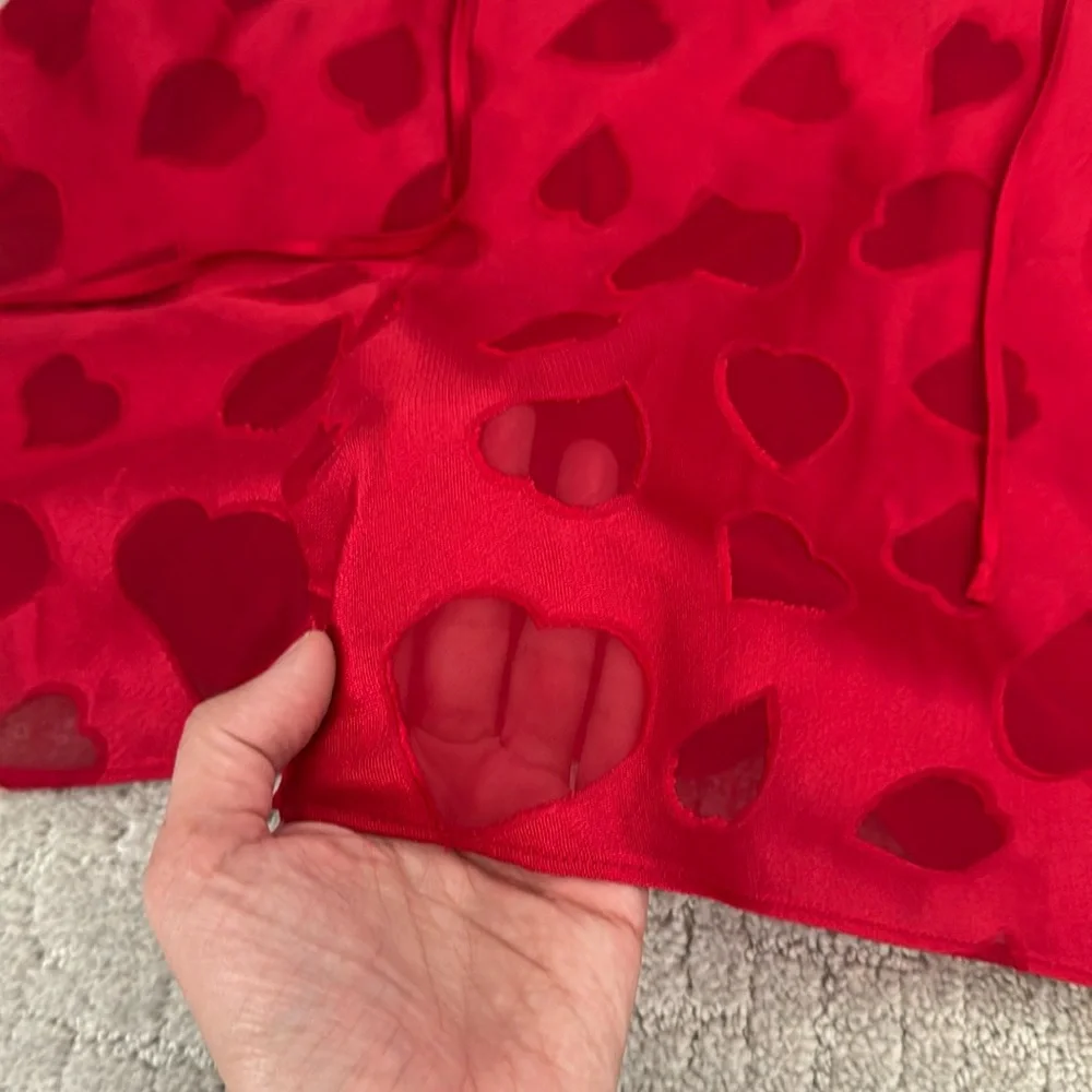 Frederick’s of Hollywood hearts lace red chemise teddy lingerie dress mini